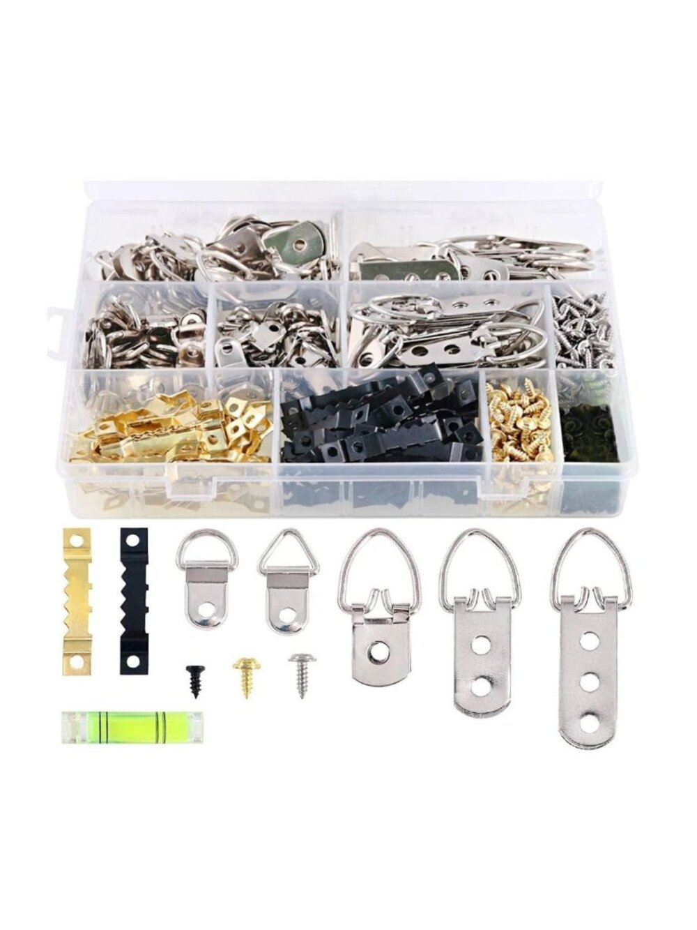 Swpeet 231Pcs Heavy Duty Picture Hangers Kit with 1 Mini Gradienter, Assorted Pi